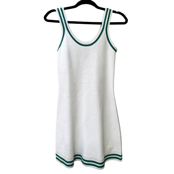 ALO Tennis Club Sweater Knit Dress in White/Spruce Green EUC - Picture 3 of 5